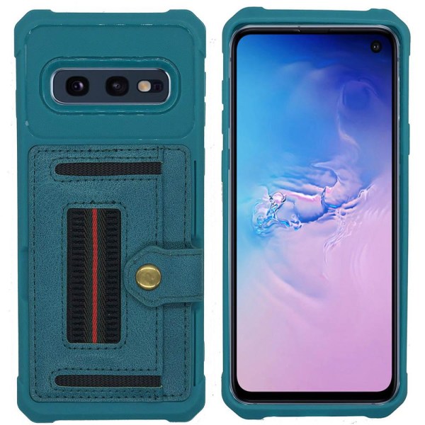 Samsung Galaxy S10E - Skyddande Skal med Kortfack Blå