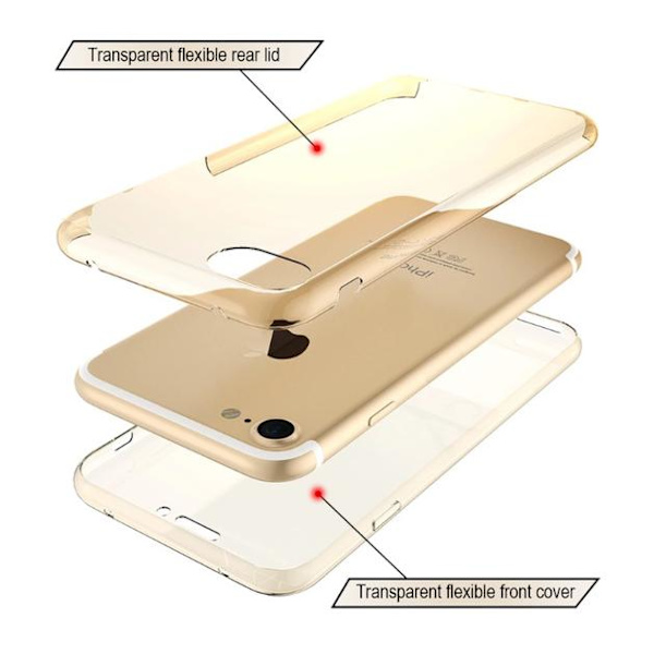 Dubbelsidigt Silikonfodral med TOUCHFUNKTION för iPhone 7 PLUS Blå
