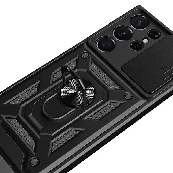 Samsung Galaxy S23 Ultra - Stilsäkert Skyddsskal Ringhållare Röd
