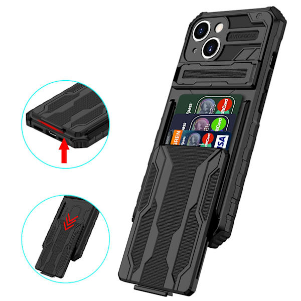 iPhone 13 - Plånboksfodral med Kortplatser och Kickstand Röd