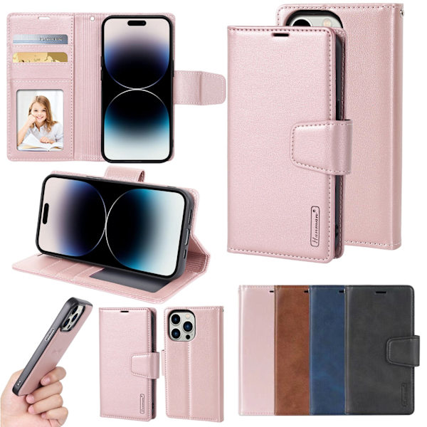 iPhone 15 pro Multifunktionella Mobilfodral Roséguld
