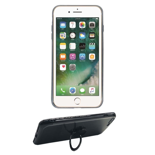 iPhone 7 Plus - Praktisk silikonetui FLOVEME med ringholder Svart
