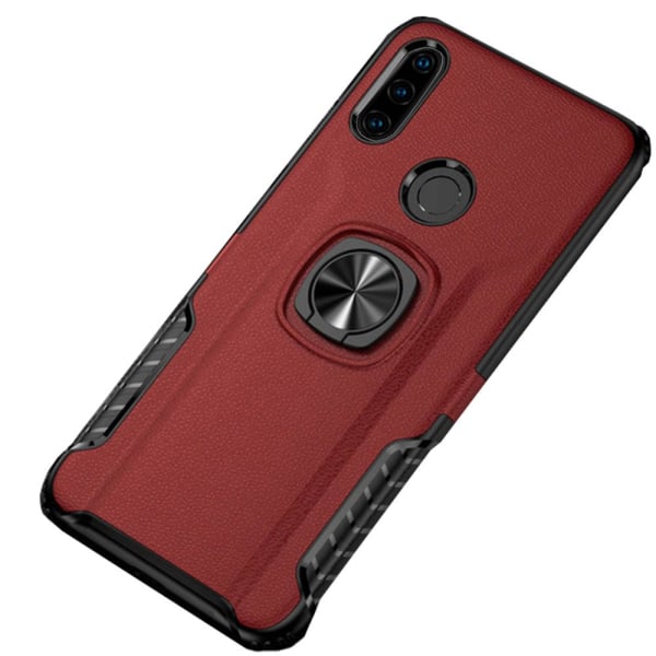 Huawei P30 Lite - Tyylikäs älykuori sormustelineellä Röd