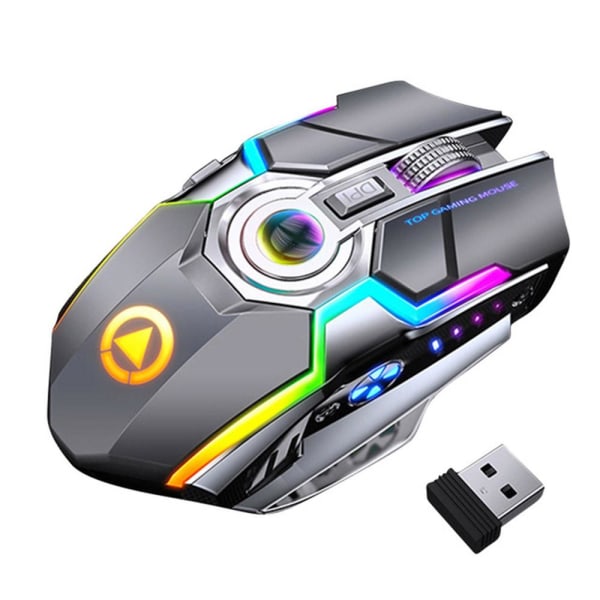 Effektfull Trådlös Laddningsbar Gamingmus Grå Grå