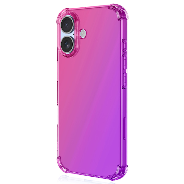 iPhone 16 Plus - Elegant Skyddande Gradient Silikonskal Rosa/Lila