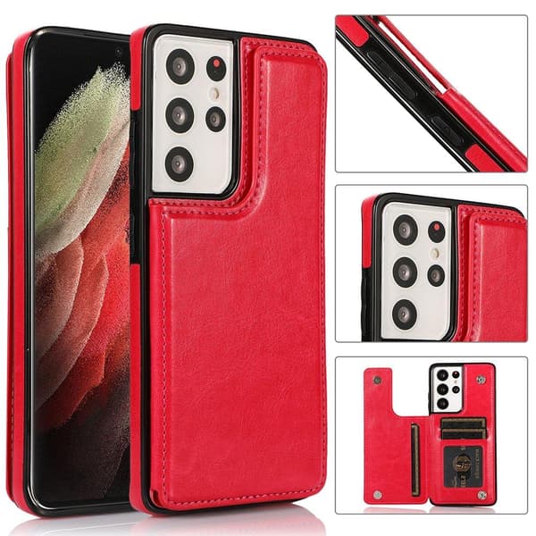 Samsung Galaxy S21 Ultra - Cover med kortholder Röd