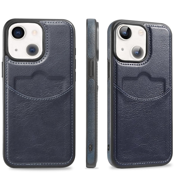 iPhone 14 Leman Plånboksfodral - Slimmad design med kortfack Mörkblå