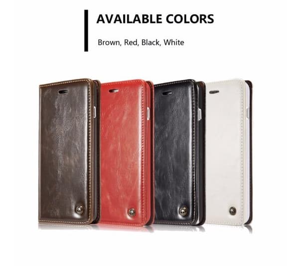 Elegant Plånboksfodral i Läder för iPHONE 7 från CASEME Vit Vit