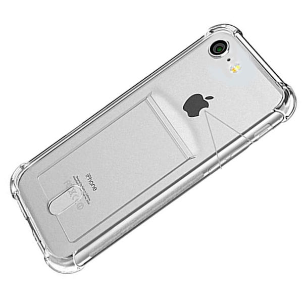 iPhone 7 - Iskunvaimentava silikonikuori korttipaikalla Transparent