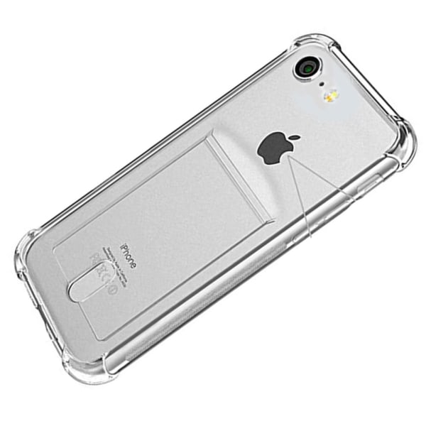 iPhone 7 - Stødabsorberende silikonecover med kortrum Transparent/Genomskinlig