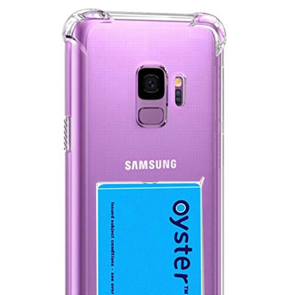 Samsung Galaxy S9 - Tukeva suojakuori korttilokerolla Transparent/Genomskinlig