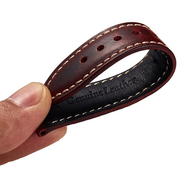 Läderarmband i Klassisk Design Mörkröd 20mm