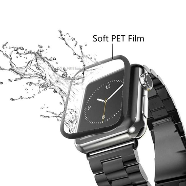 Apple Watch S1/S2/S3 38/42mm PET + PMMA pehmeä näytönsuoja Svart 38mm