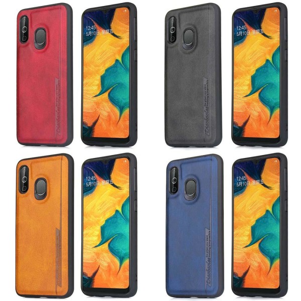 Samsung Galaxy A40 - Stötdämpande Pu-Läder Skal Svart