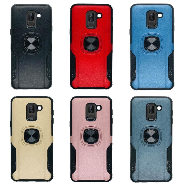 Samsung A6 Plus - Praktiskt Skal med Ringhållare (LEMAN) Svart