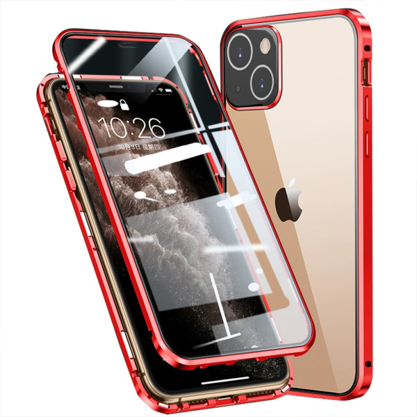 iPhone 15 - Suojaava magneettinen kaksipuolinen kansi Röd