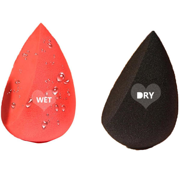 DUcare Puderpuff Kosmetisk Svamp Makeup Dual-use Torrt och Blött Svart/Röd