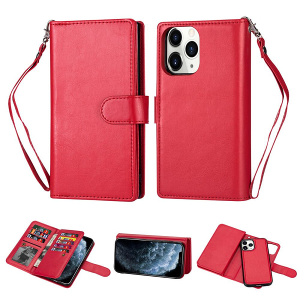 iPhone 12 Pro - Effektivt lommebokdeksel med 9 kort Röd