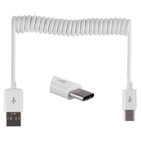 USB till Type-C Fjäder Laddningskabel Vit