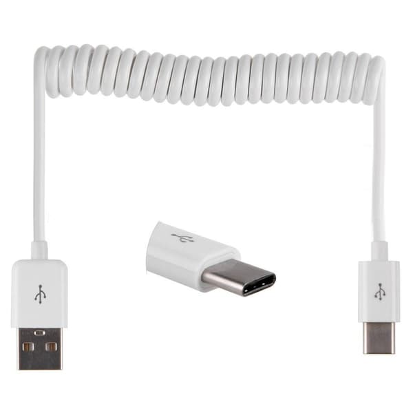 USB till Type-C Fjäder Laddningskabel Vit Vit