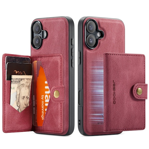 iPhone 16 Plus - Premiumskydd med Magnetiskt Kortfacksskal Roséguld