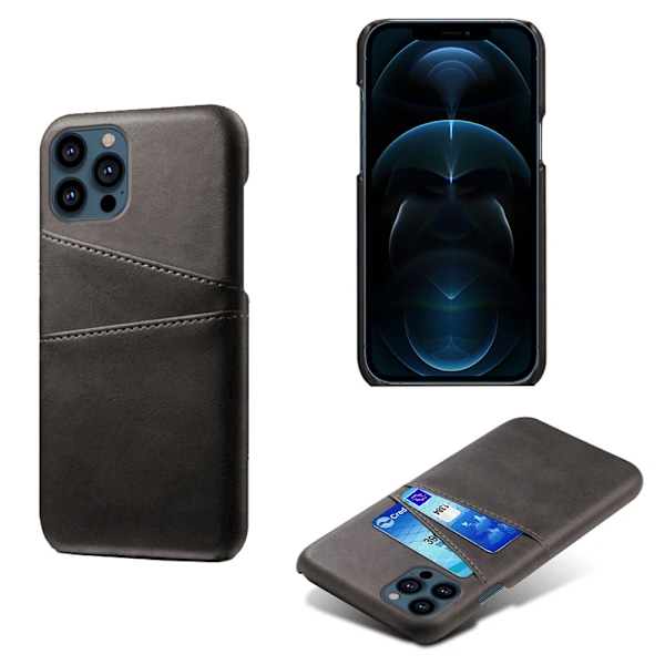iPhone 15 Pro - Slimmat PU-läderfodral med 2-kortfack Svart