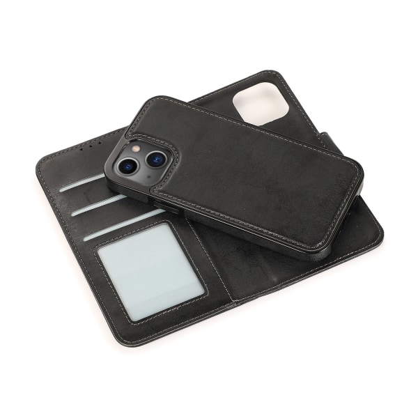 iPhone 15 Plus - PU-nahkainen lompakkokotelo, jossa 3 korttipaikkaa Black