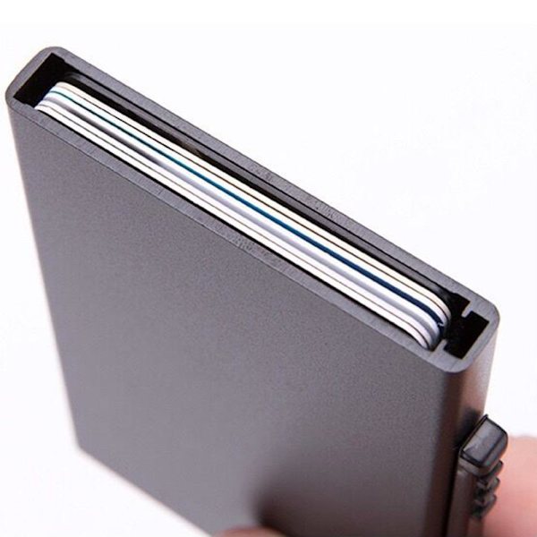 Skyddande Korthållare (Leman) i Aluminium RFID Skydd Svart Svart
