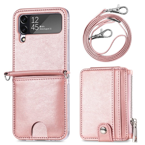 Samsung Galaxy Z Flip 4 - Suojakuori korttitelineellä Pink gold