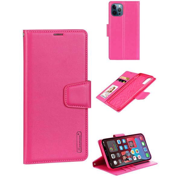 iPhone 14 Pro - (Hanman) lommebokdeksel Rosaröd