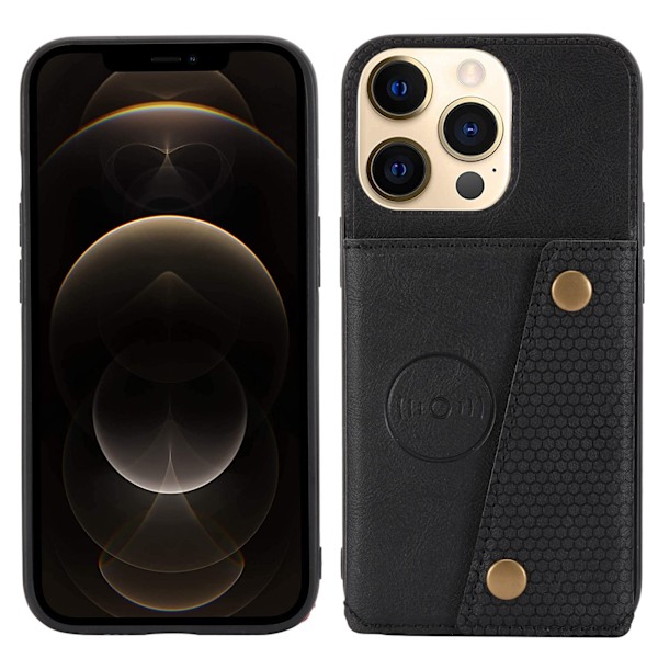 iPhone 15 Pro - Praktiskt Skal med Korthållare Black