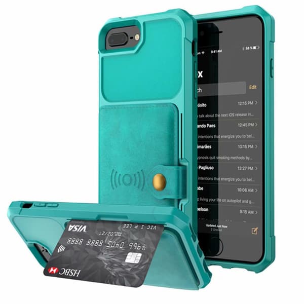 iPhone 8 Plus - Praktiskt Skal med Kortfack Blå