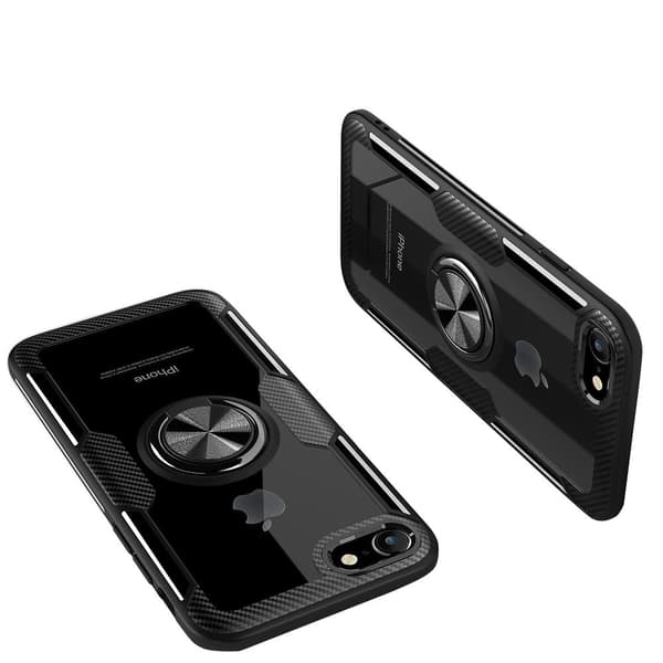 iPhone 6/6S PLUS - Stilrent Skal med Ringhållare (LEMAN) Svart/Silver