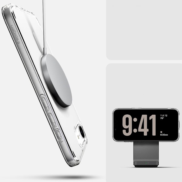 iPhone 16E - Smart Skyddsskal med Stötdämpning & Magnet Genomskinlig