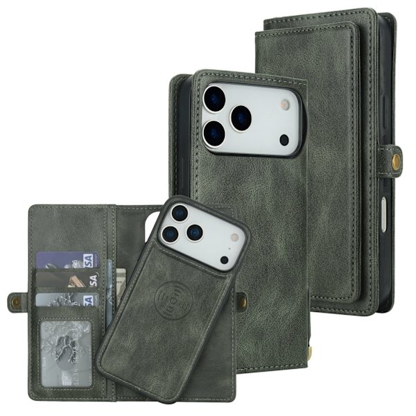 iPhone 17 Pro Max 2-i-1 Läderfodral Marinblå