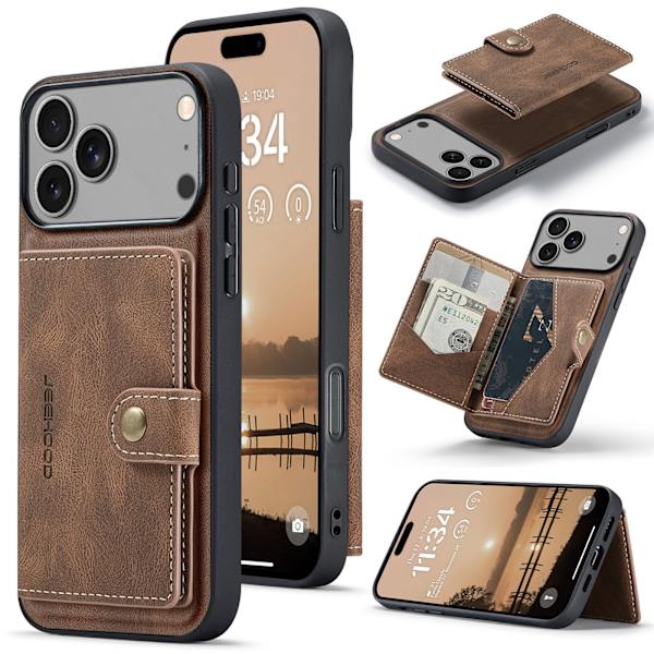 iPhone 17 Pro Max Plånboksskal  4 Kortfack + Sedelfack Brun