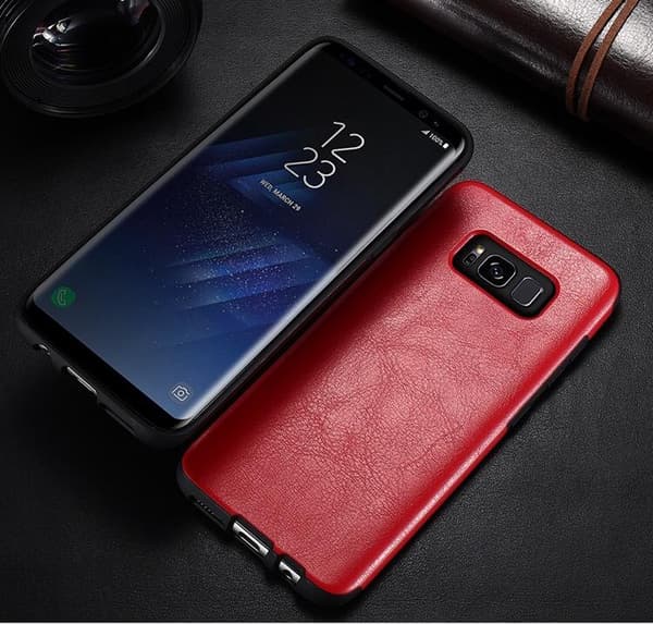 Samsung Galaxy S8 - NKOBEE Stilrent Läderskal (ORIGINAL) Röd Röd