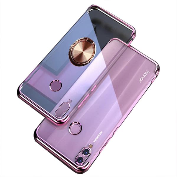Huawei P Smart 2019 - Praktisk silikonecover med ringholder Svart