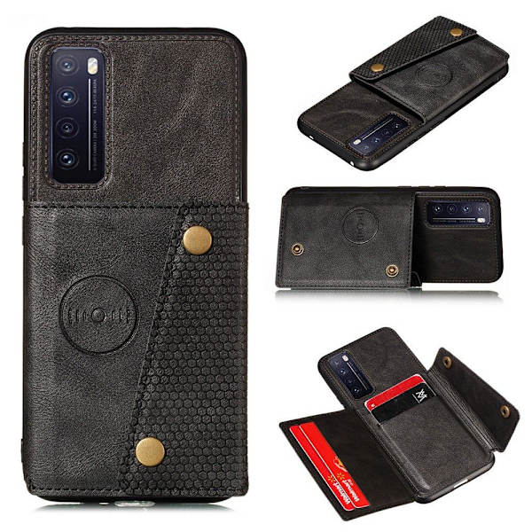 Huawei P Smart 2021 - Skal med Korthållare RETRO Röd