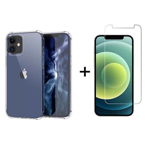 iPhone 12 - Silikonskal+Skärmskydd (Tjocka Hörn) Transparent