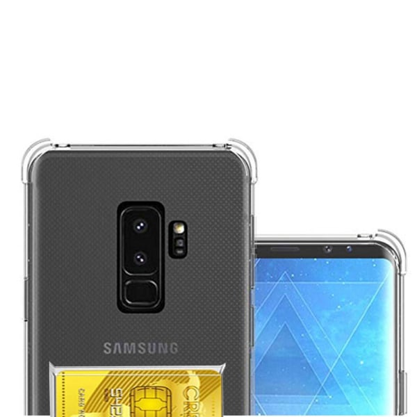 Samsung Galaxy S9 Plus - Suojaava silikonikuori korttilokerolla Transparent/Genomskinlig