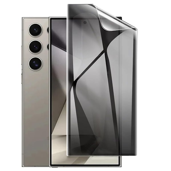 Samsung Galaxy S24 Ultra Integritetsskyddande Hydrogel Mjuk skärmskydd Transparent, Svart Ram
