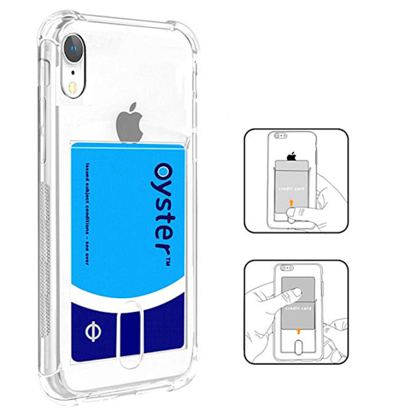 iPhone XR - Kuori korttipidikkeellä ja näytönsuojalla Transparent