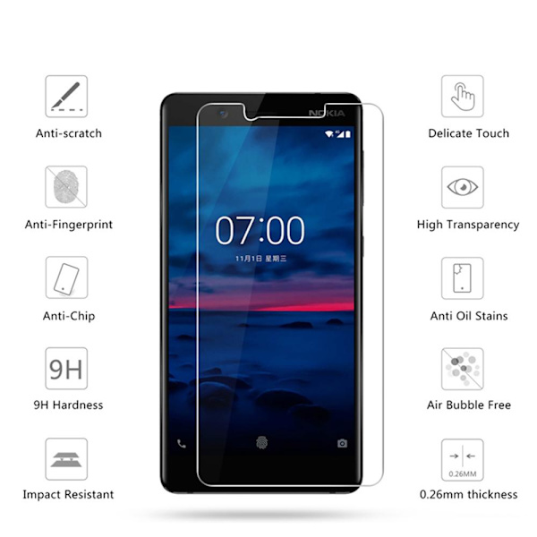 Nokia 3.1 Plus Sk�rmskydd Standard 0,3mm Transparent/Genomskinlig