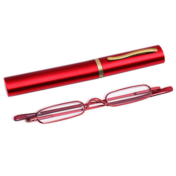 Läsglasögon med Styrka +1.0 - +4.0 Bärbar metalllåda UNISEX Röd +3