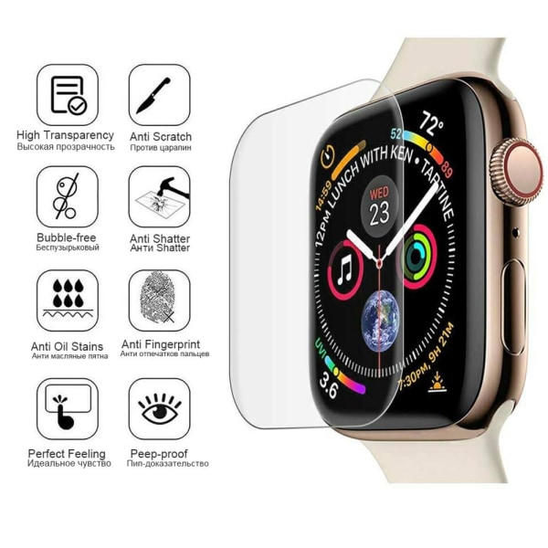 Mjukt Sk�rmskydd PET Apple Watch Series 5/4 40/44mm Transparent/Genomskinlig 44mm