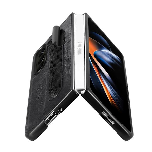Läderfodral med pennhållare för Samsung Galaxy Z Fold 5 Svart