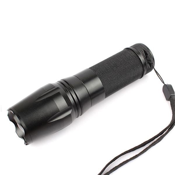 T6 Zoom LED Ficklampa Svart Svart