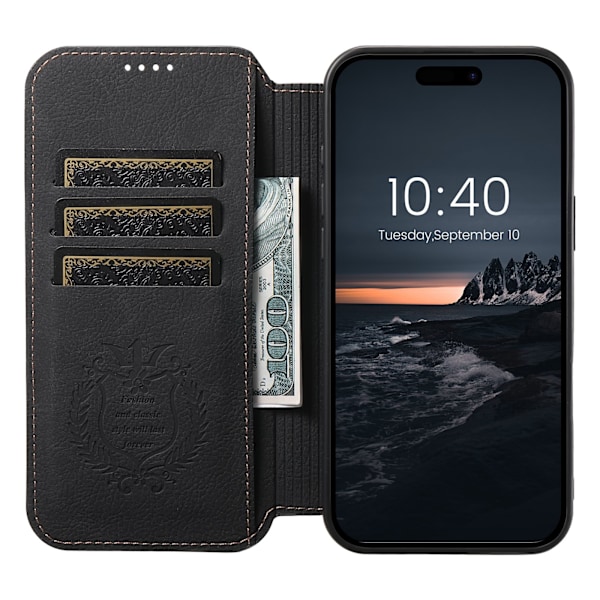 iPhone 16 Pro Plånboksfodral - Lyx, Skydd & MagSafe-stöd! Mörkbrun