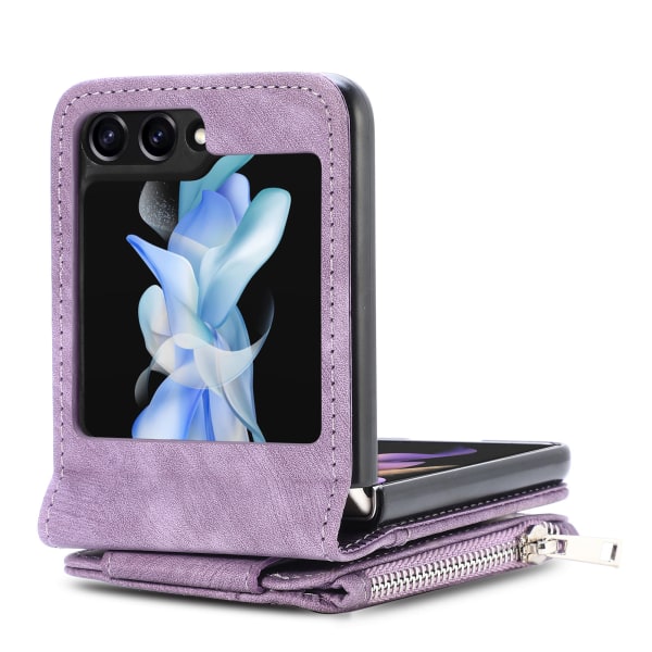 Galaxy Z Flip 5 5G - 2 i 1 Wallet-etui med kortslot Purple